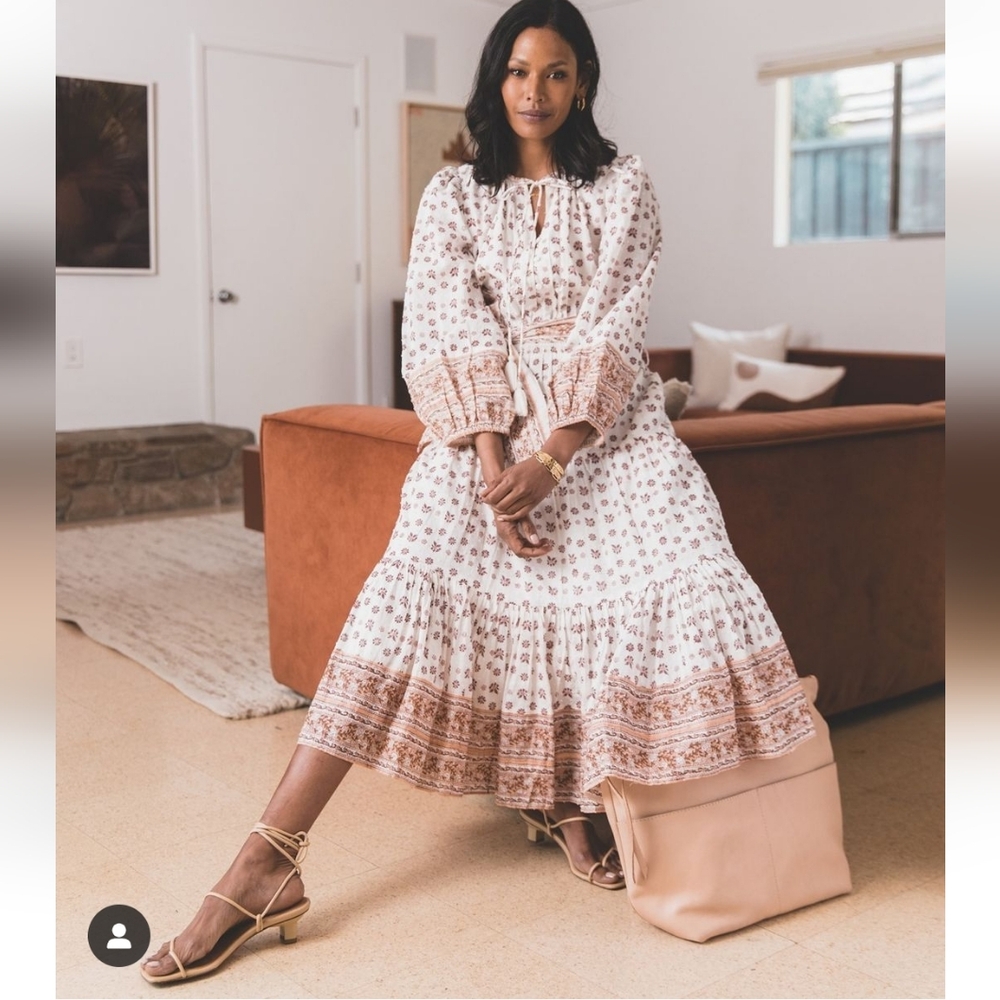 Cleobella White and Brown Midi Dress - Picture 2 of 15